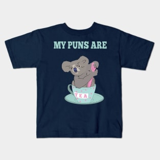 My Puns Are Koala Tea Funny Humor Sayings Gift Kids T-Shirt